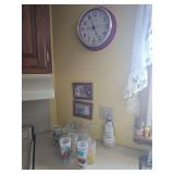 Kitchen Clock, Wall Decor & Glasses