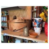 Contents of Shelf: Faux Flowers in Pitcher, Frogs & More