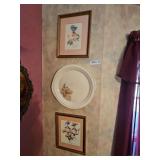 Two Wall Pictures & Decorative Plate