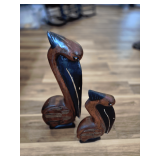 (2) Carved Wood Pelicans