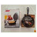 Mini Waffle Maker & Cast Iron Skillet