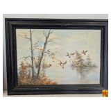Vintage Flying Ducks Framed Print, 44" wide