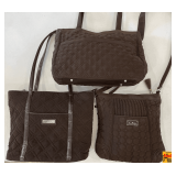 3-Piece Vintage Vera Bradley Brown Quilted Bag Set