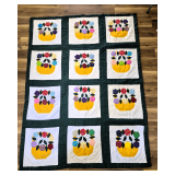 Large Handmade Floral Basket Themed Quilt