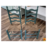 (3) Ladderback Chairs With Woven Rush Seating, 1 is not shown
