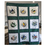 Embroidered Bird-Themed Quilt