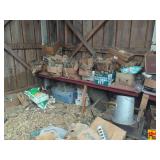 Glass Canning Jars, Large Metal Pots, Crates, Chicken Wire, Wheelbarrow, Bicycle & Miscellaneous