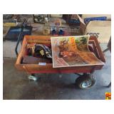 Wooden Pull Wagon with Gene Autry Movie Poster and Assorted Items