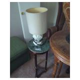 Marble Top Plant Stand & Table Lamp