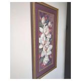 Framed Floral Print With Magnolia Motif