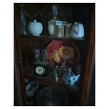 Contents Of Cabinet:  Creamers, Pitchers, Salt/Pepper Shakers, Glassware, Ceramics & More