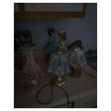 (2) Floral Accent Lamps & Ceramic Vase