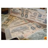 Collection of Confederate States of America Currency Replicas in Muriel Cigar Box