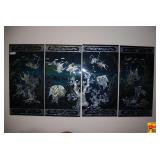 Four-Panel Mother of Pearl Inlay Lacquer Wall Art