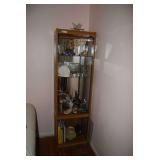 Tall Wooden Curio Display Cabinet with Glass Shelving