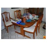 Set of Six Wooden Dining Chairs with Upholstered Seats (Items on Table Lot #3)