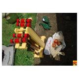 Wooden Croquet Set with Storage Rack and Balls