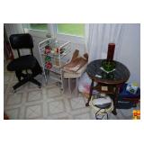 Round Side Table with Faux Marble Top, Chair and other items
