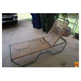 Green Metal Frame Chaise Lounge with Strap Seating