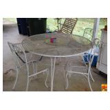 White Metal Mesh Patio Dining Set with Four Chairs