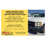 Summer Consignment Auction:  Construction/Farm Equip., Trucks, Trailers & More