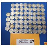 58 Mercury Dimes with Various Dates and Grades and 1947 & 1953 Roosevelt Silver Dimes