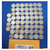 59 Mercury Dimes with Various Dates and Grades and 1959 Roosevelt Silver Dime