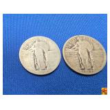 Two Vintage United States Standing Liberty Quarters