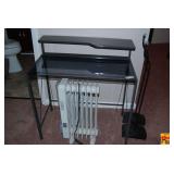 Glass Top Desk with Metal Frame and Oil-Filled Electric Heater