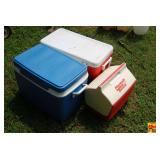 Collection of Three Insulated Coolers: Coleman, Rubbermaid, and Igloo