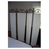 Four-Panel Metal Room Divider with Fabric Inserts