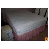 Wooden End Table with Glass Top and Cane Lower Shelf with Bed and Frame
