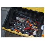 Assorted Hand Tools in Plastic Storage Bin
