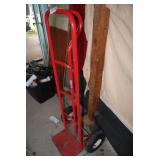 Red Metal Hand Truck with Pneumatic Tires