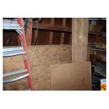 Assorted Building Materials Including Oriented Strand Board and Dimensional Lumber (Ladder Not Included)