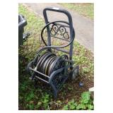 Rolling Garden Hose Reel with Decorative Metal Frame