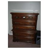 Four-Drawer Wooden Chest with Glass Top