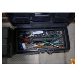 Black and Yellow Plastic Tool Box with Assorted Hand Tools
