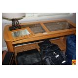 Light Wood Coffee Table with Glass Top and Lower Shelf