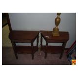 Pair of Half-Moon Side Tables with Lower Shelves