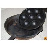 Cast Iron Cookware Set Including Skillet and Aebleskiver Pan