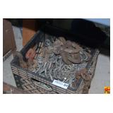 Assorted Metal Chains and Hardware in Plastic Crate