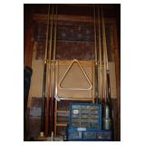 Billiard Cue Stick and Rack Set