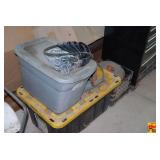 Assorted Tie-Down Straps and Bungee Cords in Storage Totes