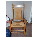 Wooden Rocking Chair with Woven Fiber Seat and Back