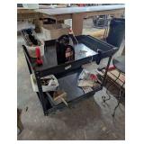 Metal 2-Shelf Utility Cart With Assorted Contents