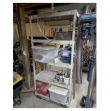 Plastic Storage Shelving Unit With Contents