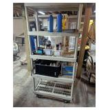 Plastic Storage Shelving Unit With Automotive Fluids & Supplies