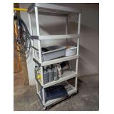 Plastic Storage Shelving Unit With Automotive Fluids