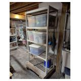Plastic Storage Shelving Unit With Totes Of Organizers